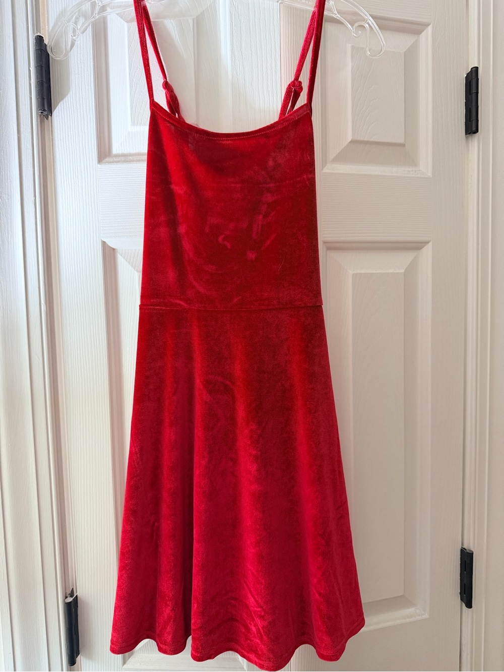 Girls Sz14 Red Velvet Spaghetti-Strap Casual Dress